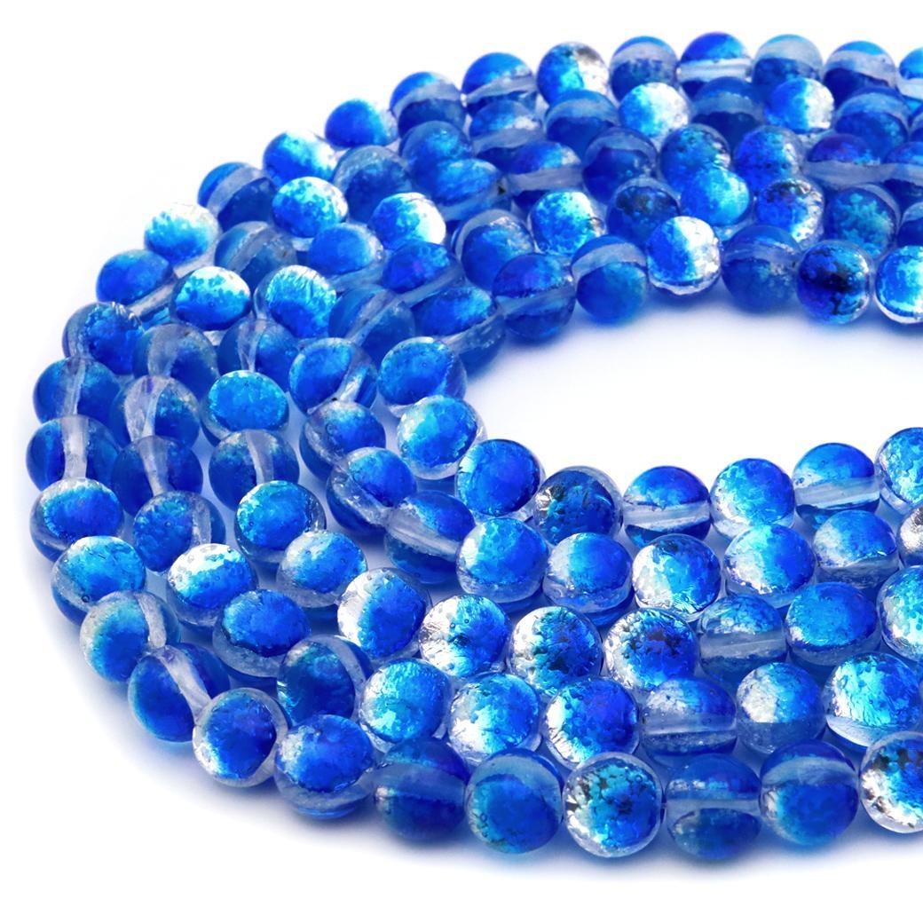 ヨナグニブルー ホタルガラス ビーズ 一連 10mm 40玉 光る 沖縄 お土産